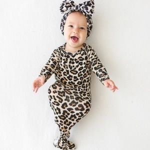 Posh Peanut Leopard Cheetah Bamboo Lana Knotted Gown